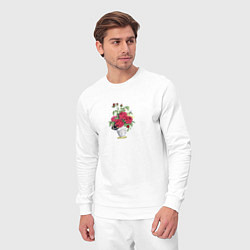 Костюм хлопковый мужской Розы в вазе, цвет: белый — фото 2