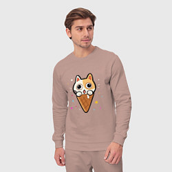 Костюм хлопковый мужской Ice Cream Cat, цвет: пыльно-розовый — фото 2