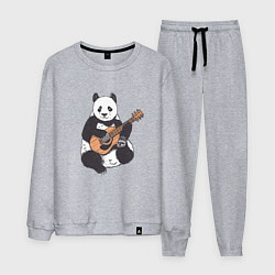 Костюм хлопковый мужской Панда гитарист Panda Guitar, цвет: меланж