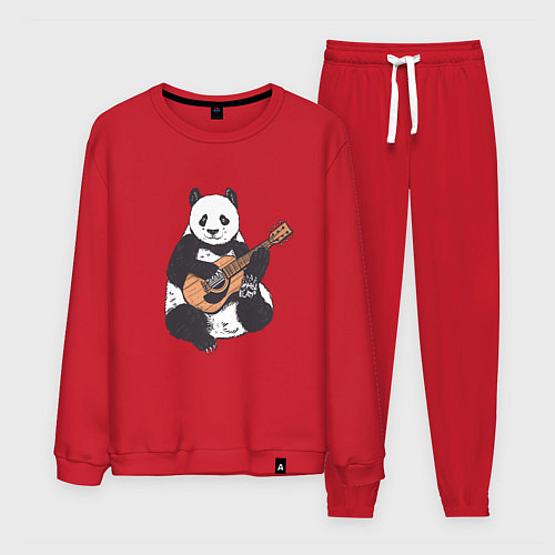 Мужской костюм Панда гитарист Panda Guitar / Красный – фото 1