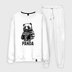 Костюм хлопковый мужской Плохая панда, цвет: белый