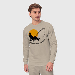 Костюм хлопковый мужской Рыбалка-дело клёвое, цвет: миндальный — фото 2