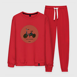 Костюм хлопковый мужской Ретро велосипед, цвет: красный