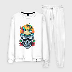 Костюм хлопковый мужской В голове только отпуск, цвет: белый