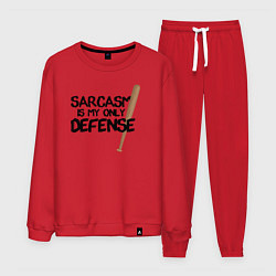 Костюм хлопковый мужской Sarcasm is my only defense, цвет: красный