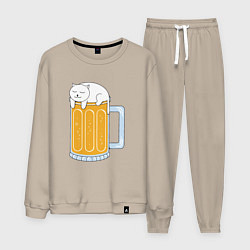 Костюм хлопковый мужской Beer Cat, цвет: миндальный