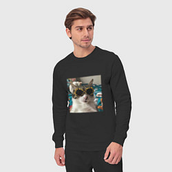 Костюм хлопковый мужской Мем про кота, цвет: черный — фото 2