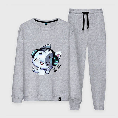 Мужской костюм Котик в наушниках / Меланж – фото 1