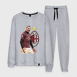 Костюм хлопковый мужской Zlatan Ibrahimovic Milan Italy, цвет: меланж