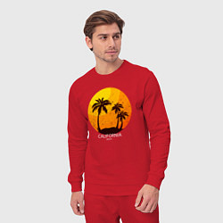 Костюм хлопковый мужской Лето, пальмы, Калифорния, цвет: красный — фото 2