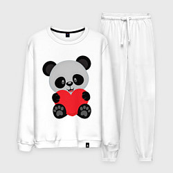 Костюм хлопковый мужской Love Панда, цвет: белый