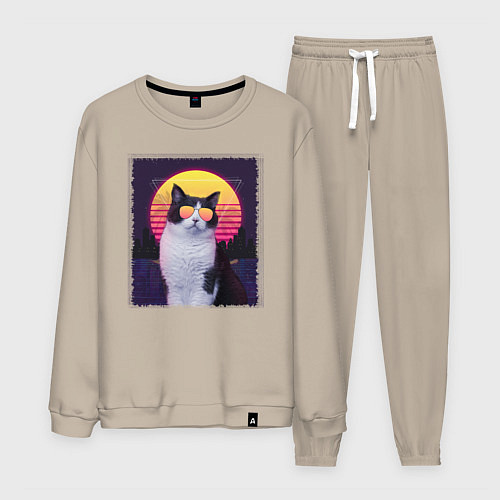 Мужской костюм Synthwave cat / Миндальный – фото 1