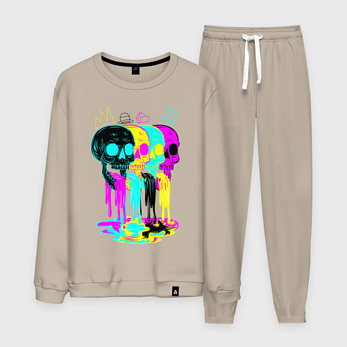 Мужской костюм 4 ЧЕРЕПА SKULLS NEON / Миндальный – фото 1