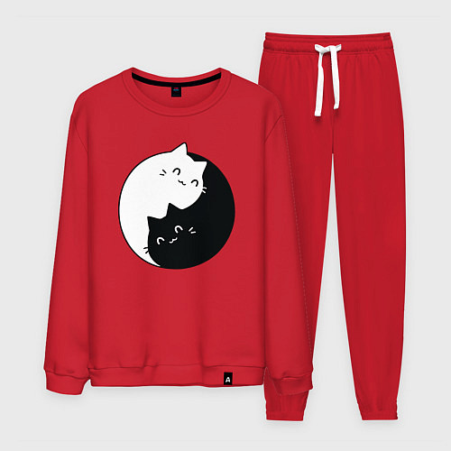 Мужской костюм Инь Ян Котики / Красный – фото 1