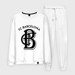 Костюм хлопковый мужской FC Barcelona, цвет: белый