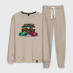 Костюм хлопковый мужской Овощи, цвет: миндальный