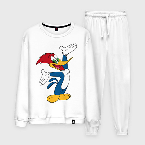 Мужской костюм Дятел Вуди позирует / Белый – фото 1