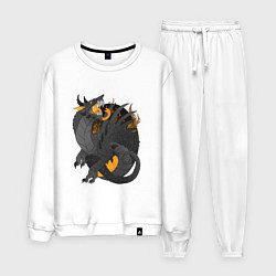 Костюм хлопковый мужской Дракон, цвет: белый