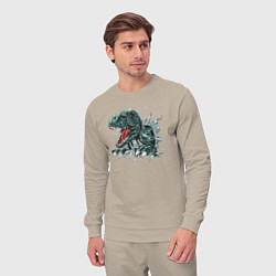 Костюм хлопковый мужской Динозавр, цвет: миндальный — фото 2