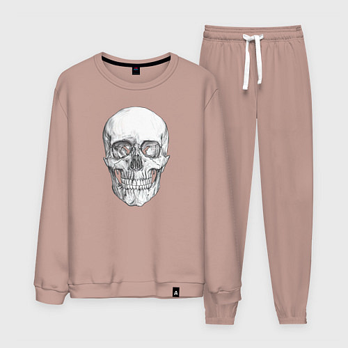 Мужской костюм Реалистичный рисунок Черепа / Пыльно-розовый – фото 1