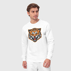 Костюм хлопковый мужской Грозный тигр, цвет: белый — фото 2