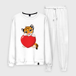 Костюм хлопковый мужской Tiger Love, цвет: белый