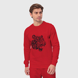 Костюм хлопковый мужской Тигриный Год, цвет: красный — фото 2