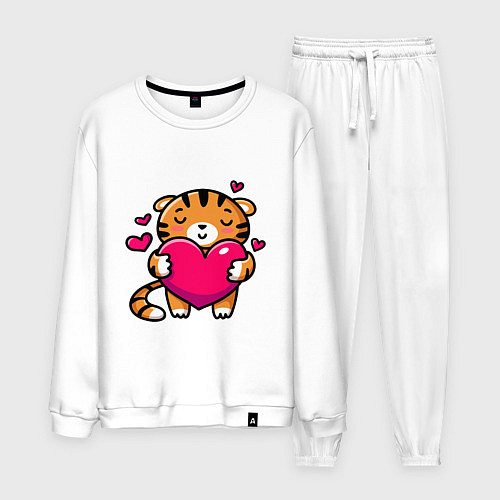 Мужской костюм Милый тигренок с сердечком / Белый – фото 1