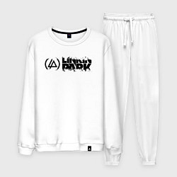 Костюм хлопковый мужской Линкин Парк Лого ЧБ Рок Linkin Park, цвет: белый