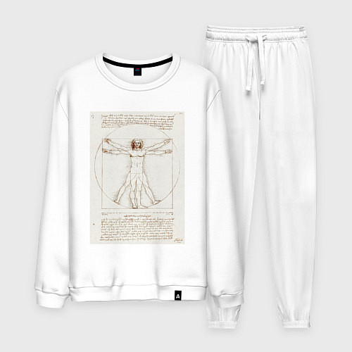 Мужской костюм Леонардо да Винчи Витрувианский человек Приблизите / Белый – фото 1