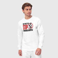 Костюм хлопковый мужской Мы все должны остановить Челмедведосвина Южный Пар, цвет: белый — фото 2