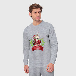 Костюм хлопковый мужской Christmas Unicorn, цвет: меланж — фото 2