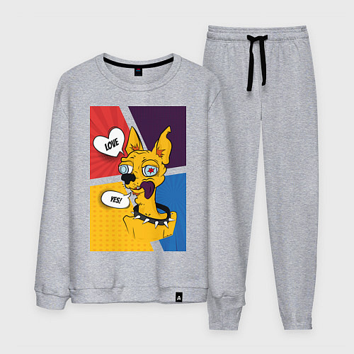 Мужской костюм Comics Пес Dog Yes Love / Меланж – фото 1