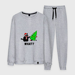 Костюм хлопковый мужской Кот роняет елку, цвет: меланж