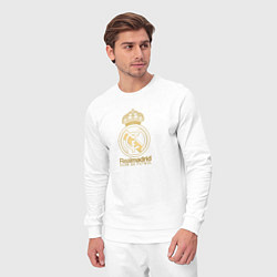 Костюм хлопковый мужской Real Madrid gold logo, цвет: белый — фото 2