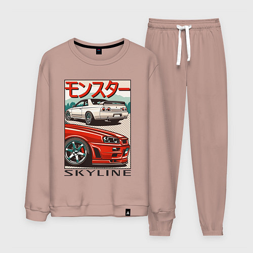 Мужской костюм Nissan Skyline Ниссан Скайлайн / Пыльно-розовый – фото 1