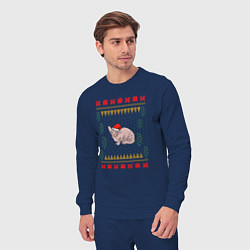 Костюм хлопковый мужской Сфинкс рождественский свитер, цвет: тёмно-синий — фото 2
