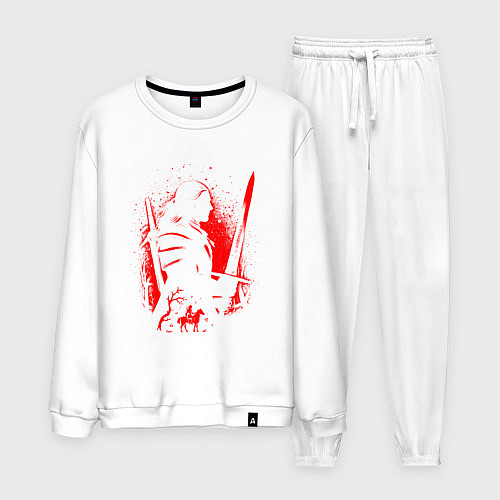 Мужской костюм ВЕДЬМАК И ПЛОТВА, РУНЫ, БРЫЗГИ КРАСОК / Белый – фото 1