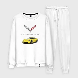 Костюм хлопковый мужской Chevrolet Corvette motorsport, цвет: белый