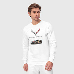 Костюм хлопковый мужской Chevrolet Corvette - Motorsport racing team, цвет: белый — фото 2