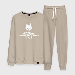 Костюм хлопковый мужской Stray: White Logo, цвет: миндальный