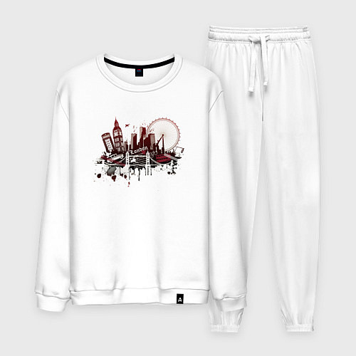 Мужской костюм London Dark red design / Белый – фото 1