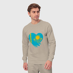 Костюм хлопковый мужской Сердце - Казахстан, цвет: миндальный — фото 2