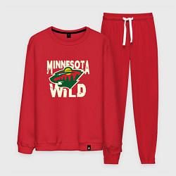 Костюм хлопковый мужской Миннесота Уайлд, Minnesota Wild, цвет: красный