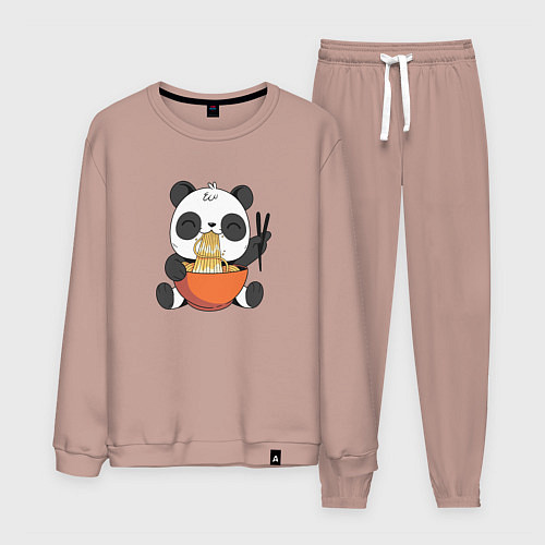Мужской костюм Cute Panda Eating Ramen / Пыльно-розовый – фото 1