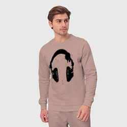 Костюм хлопковый мужской Headphones наушники, цвет: пыльно-розовый — фото 2