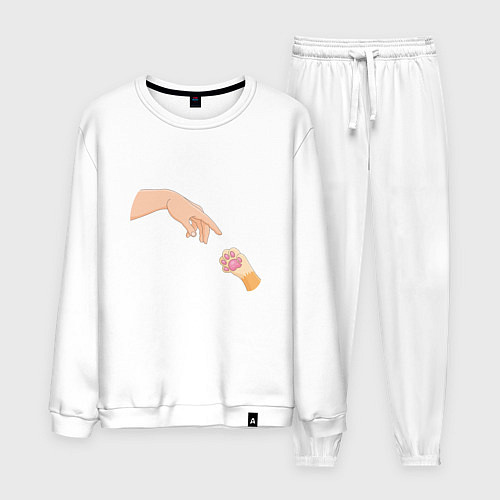 Мужской костюм Сотворение Адама и рыжая лапка котика / Белый – фото 1