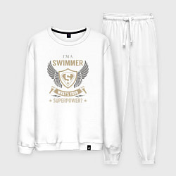 Костюм хлопковый мужской Я пловец А у тебя какая суперсила?, цвет: белый