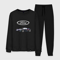 Костюм хлопковый мужской Ford Racing, цвет: черный