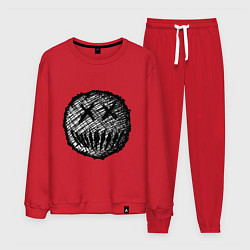 Костюм хлопковый мужской Жуткая рожица пиксельная, цвет: красный